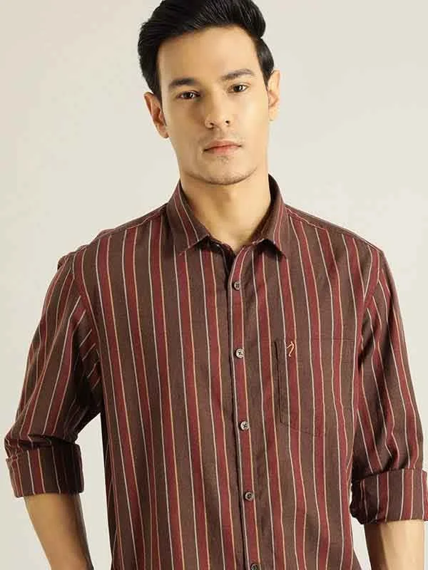 Men Striped Full Sleeve Cotton Shirt Artistic Men's Avant