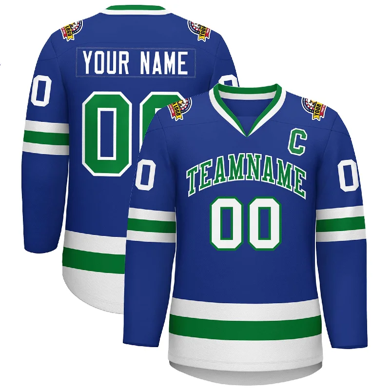 Custom Royal Kelly Green-White Classic Style Hockey Jersey Dynamic Men's Glow