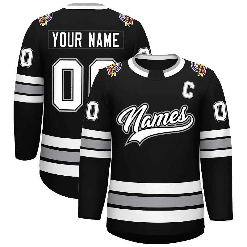 Custom Black White Black-Gray Classic Style Hockey Jersey Elegant Men's Formal 