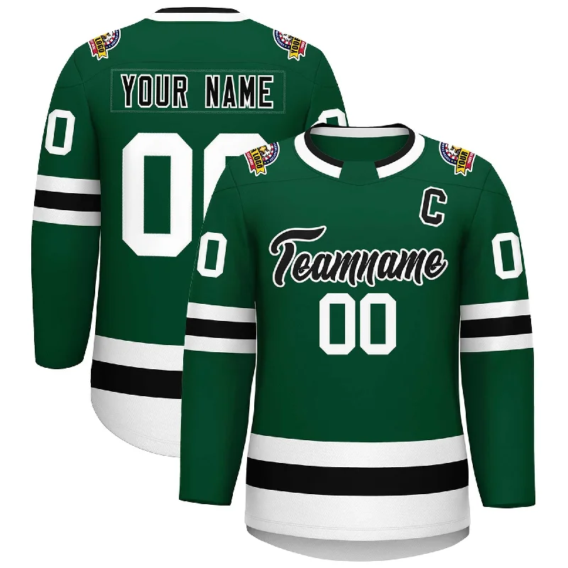 Custom Green Black-White Classic Style Hockey Jersey Luxurious Men's High