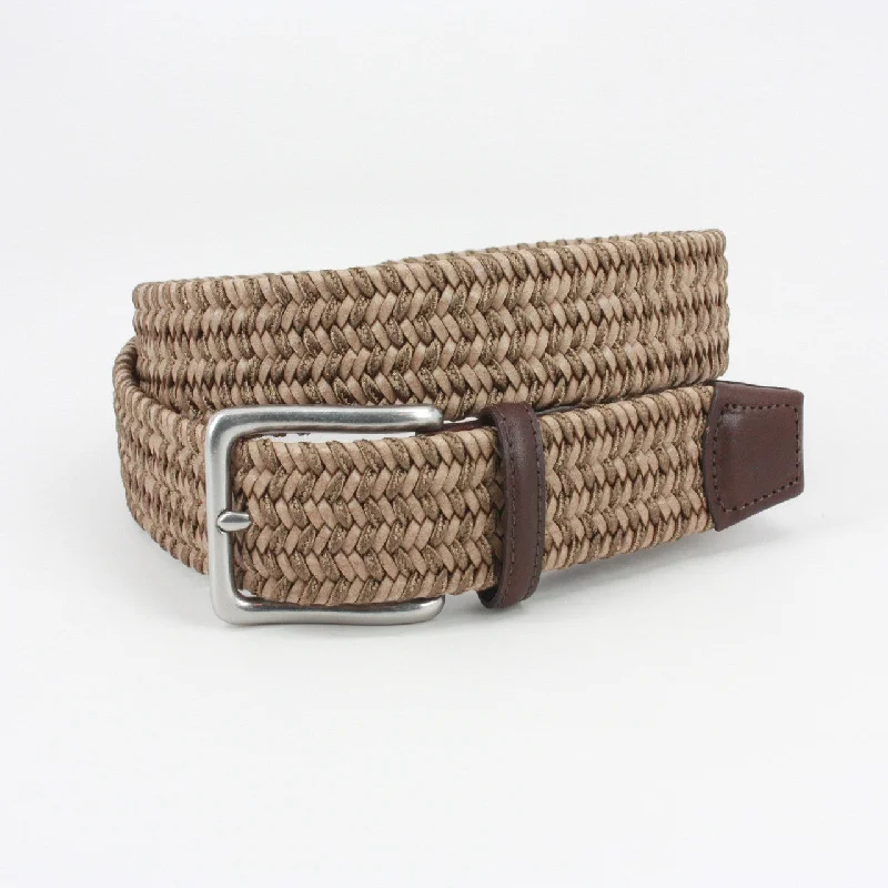 Torino 35MM Taupe Italian Woven Leather & Rayon Casual Belt Youthful Men's Pop