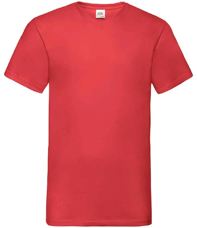 Fruit of the Loom V Neck Value T-Shirt | Red Vintage Men's 1970S Disco