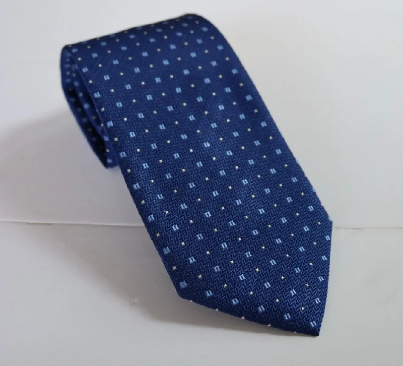 David Donahue Tie - Navy Squares Cclassic Men's Tweed