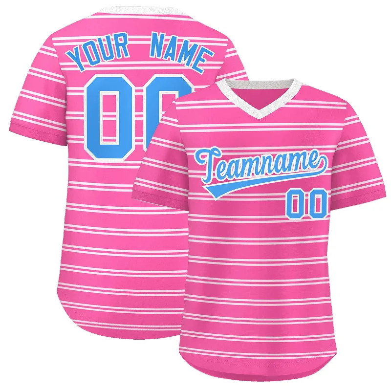 Custom Pink White Personalized Horizontal Stripe Authentic Pullover Baseball Jersey Rugged Men's Outdoor 