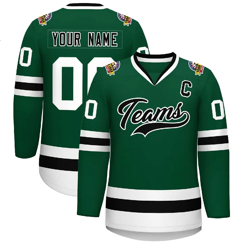 Custom Green Black-White Classic Style Hockey Jersey Artistic Men's Avant