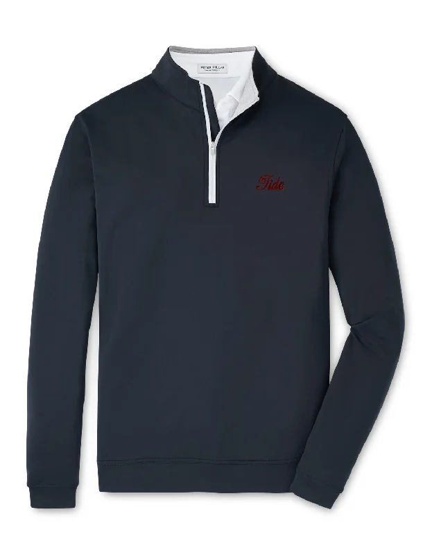 Peter Millar Black Solid Perth Quarter Zip (Tide Script) Laid