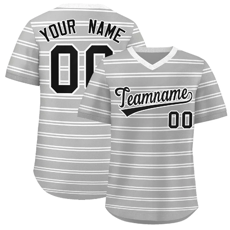 Custom Gray White Personalized Horizontal Stripe Authentic Pullover Baseball Jersey Sporty Men's Athleisure 