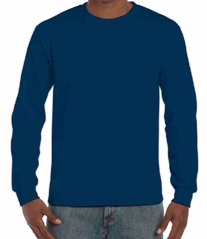 Gildan Hammer Heavyweight Long Sleeve T-Shirt | Sport Dark Navy Dapper Men's Bow