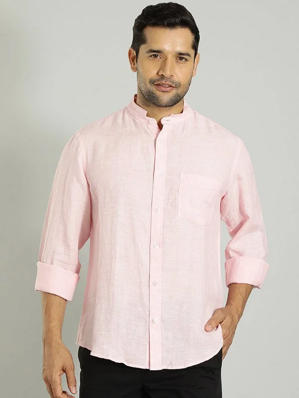 Men Solid Full Sleeve Linen Shirt Luxurious Men's High