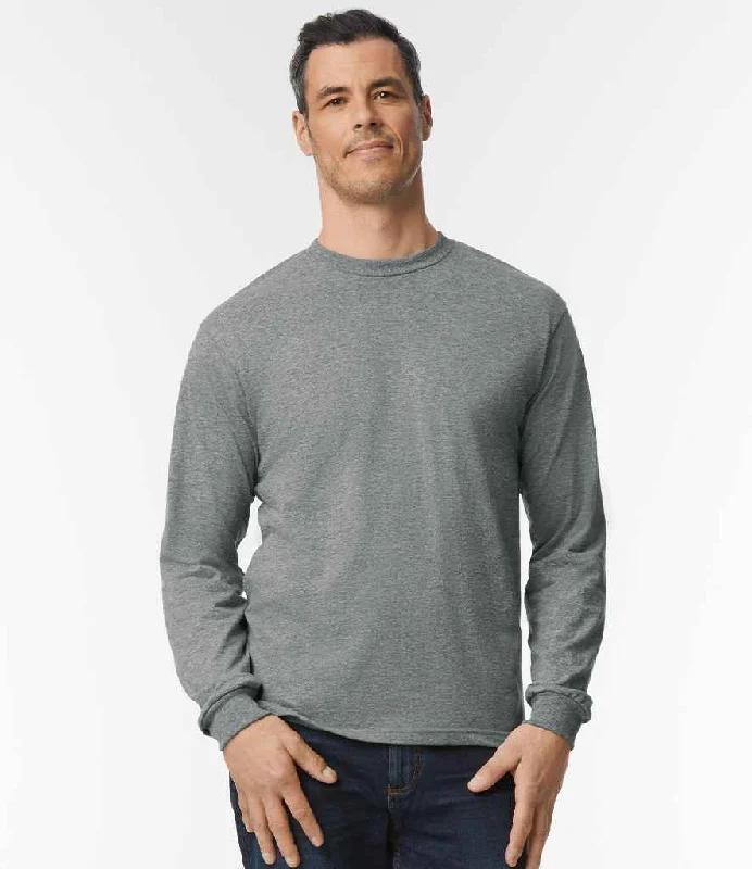 Gildan Hammer Heavyweight Long Sleeve T-Shirt | Graphite Heather Modern Men's Geometric