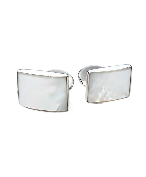 David Donahue Sterling Silver & Mother of Pearl Cufflinks Trendy Men's Bucket