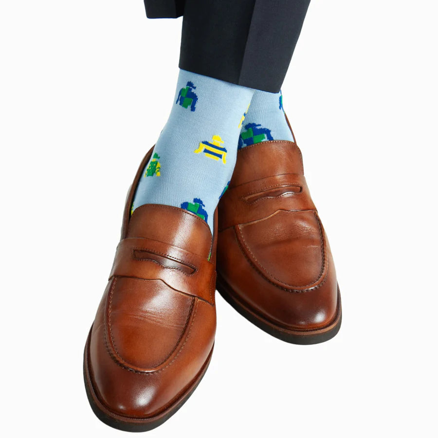 The Shirt Shop Dress Socks - Sky Blue Jockey Silks Gym