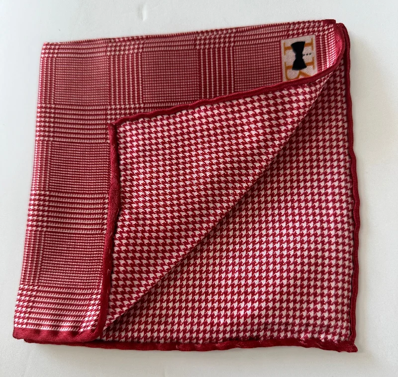 R. Hanauer Pocket Square - Red Houndstooth Masculine Men's Thick