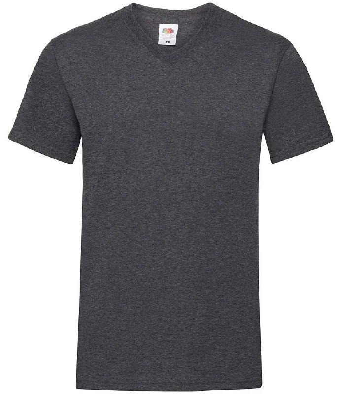 Fruit of the Loom V Neck Value T-Shirt | Dark Heather Confident Men's High