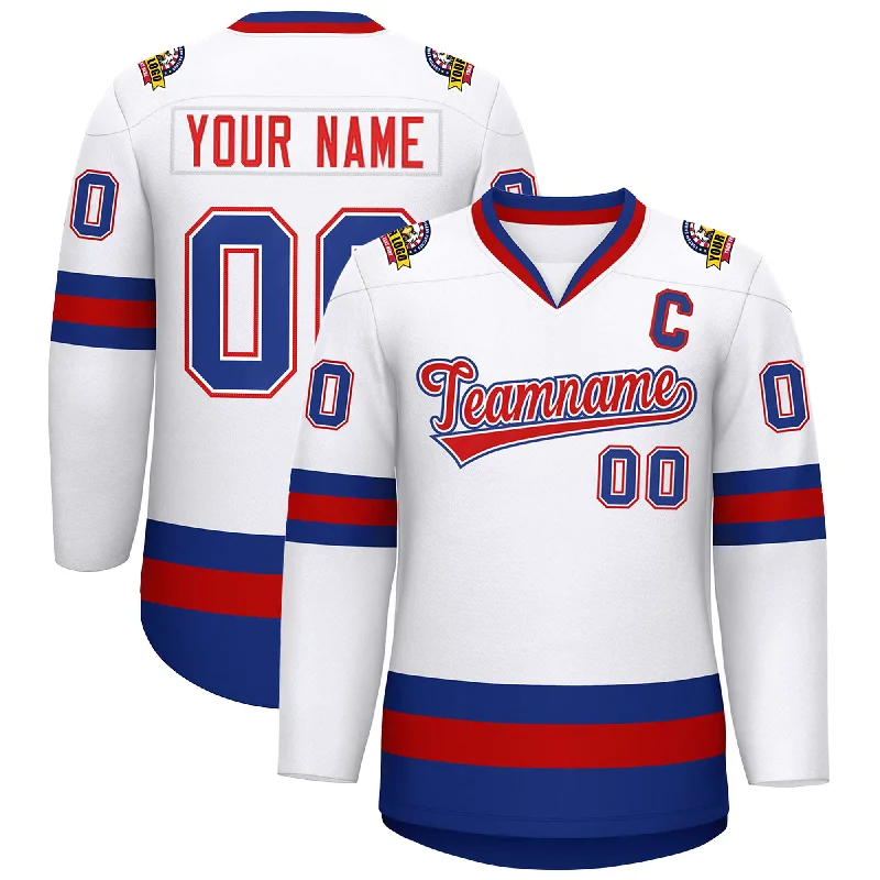 Custom White Red White-Royal Classic Style Hockey Jersey Masculine Men's 