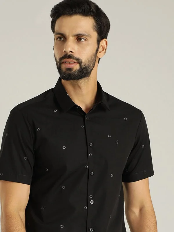 Men Solid Half Sleeve Cotton Shirt Modern Men's 