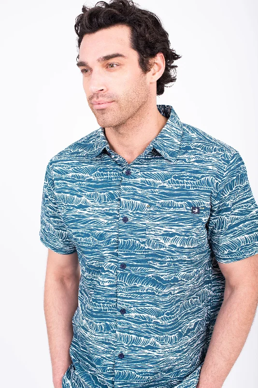 Wave Short Sleeve Shirt Relaxed Men's Beach