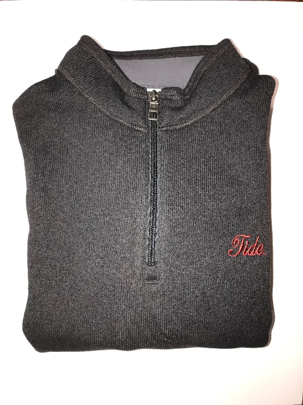 Peter Millar Black Fleece Quarter Zip (Tide Script) Elegant Men's Cashmere