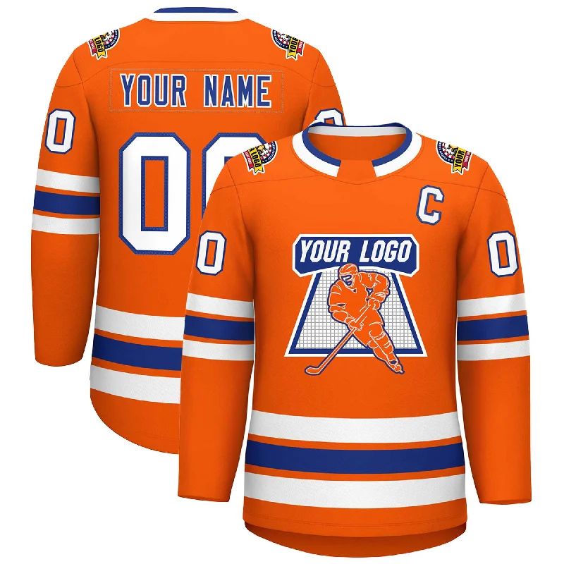 Custom Orange Royal-White Classic Style Hockey Jersey Bold Men's Statement