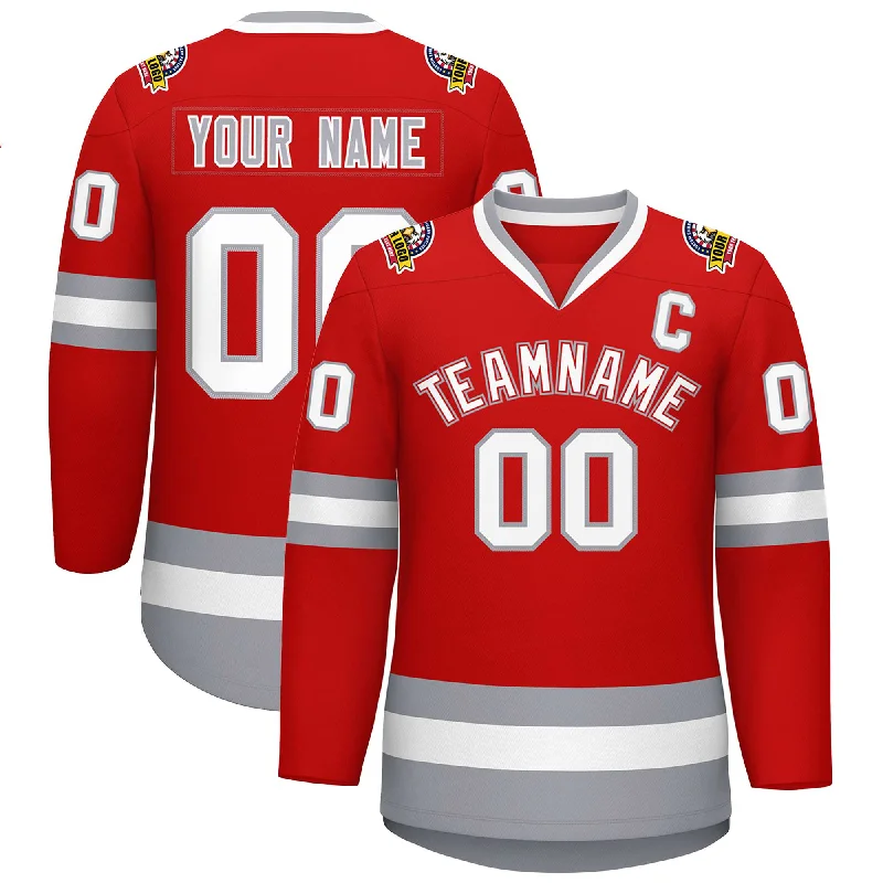 Custom Red White Red-Gray Classic Style Hockey Jersey Relaxed Men's Australian 