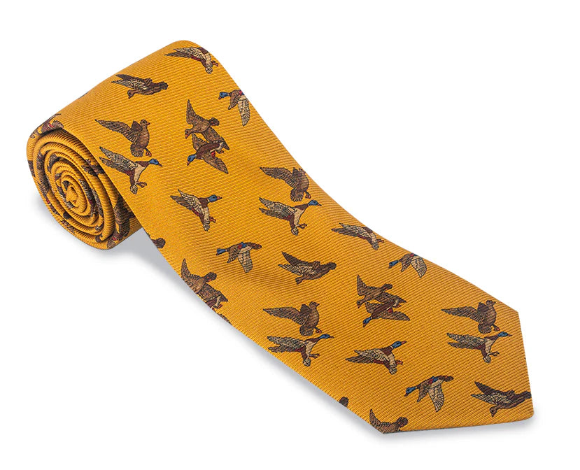 R. Hanauer Tie - Yellow Brookside Ducks Streetwear Style