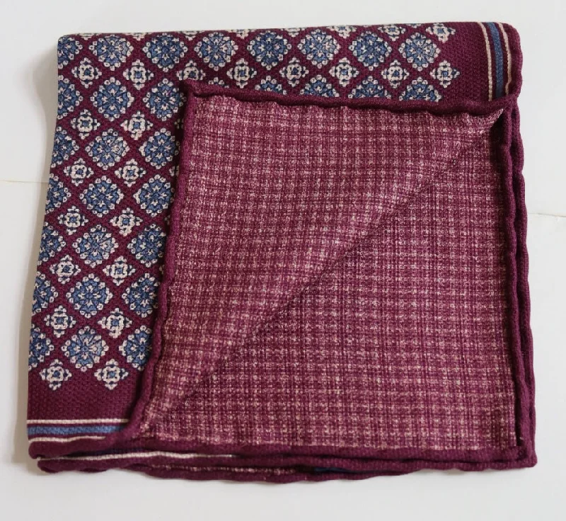 David Donahue Pocket Square - Purple Medallions/Plaid Unique Men's Upcycled