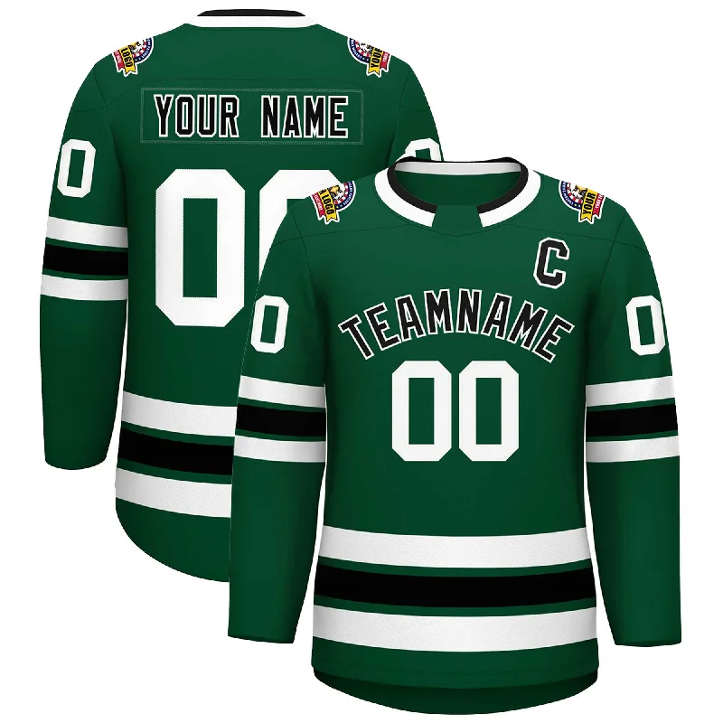 Custom Green Black-White Classic Style Hockey Jersey Classic Men's Pin