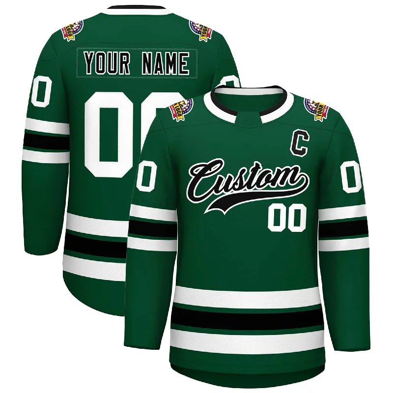 Custom Green Black-White Classic Style Hockey Jersey Elegant Men's Formal 