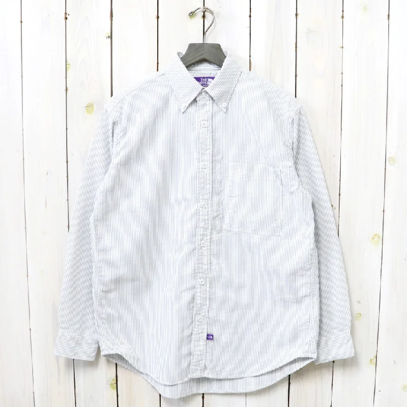 THE NORTH FACE PURPLE LABEL『Button Down Striped Field Shirt』(Asphalt Gray) Trendy Men's Oversized