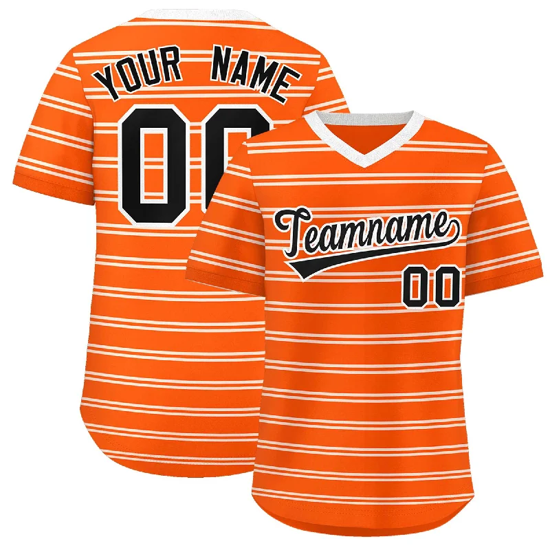 Custom Orange White Personalized Horizontal Stripe Authentic Pullover Baseball Jersey Cool Men's Distressed