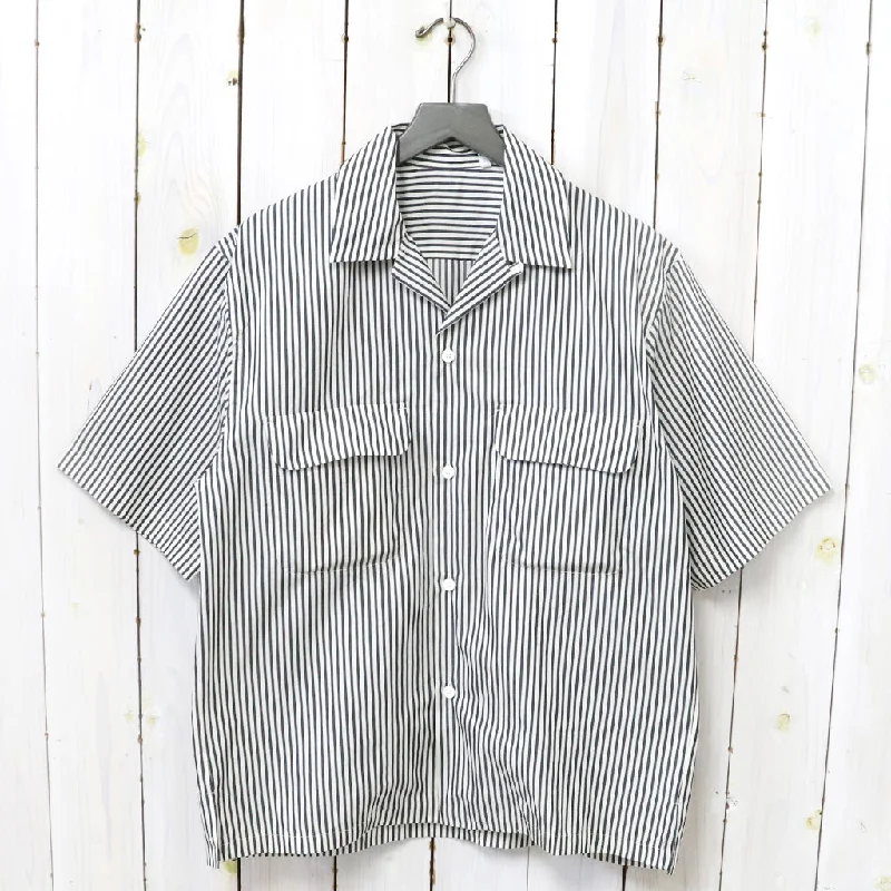 Kaptain Sunshine『Short Sleeve Open Collar Shirt』(Hickory Stripe) Street