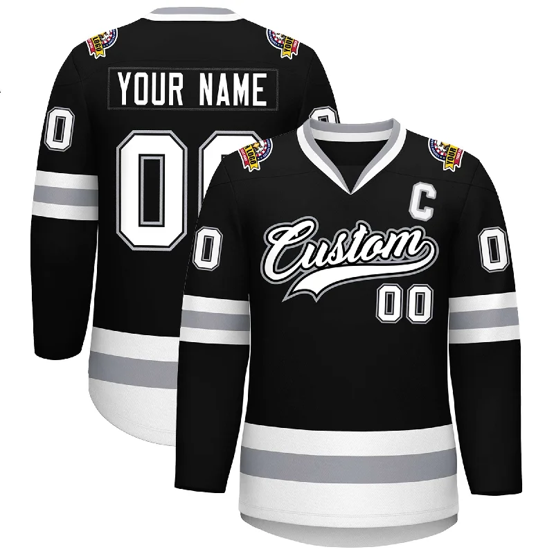 Custom Black White Black-Gray Classic Style Hockey Jersey Sharp Men's Italian