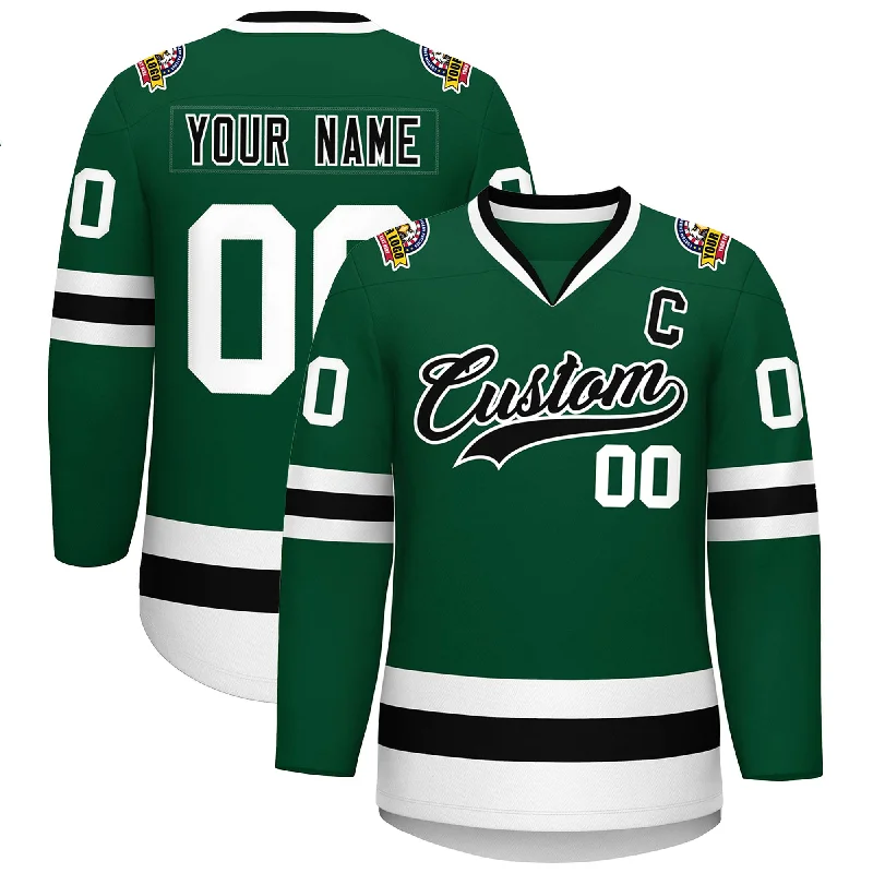 Custom Green Black-White Classic Style Hockey Jersey Cool Men's Skate