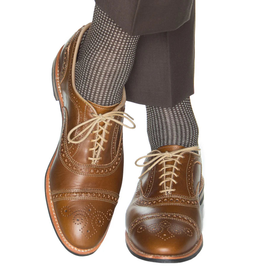 The Shirt Shop Dress Socks - Coffee with Taupe Grenadine OTC Refined Men's Classic 