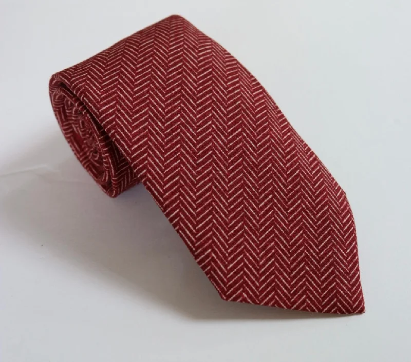 David Donahue Tie - Red Herringbone Monochromatic Office Style