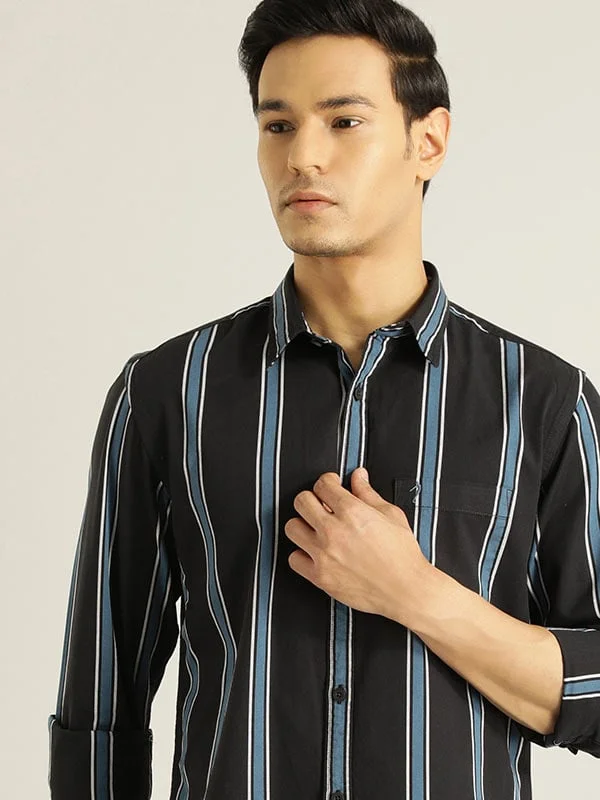 Men Striped Full Sleeve Cotton Shirt Modern Men's 