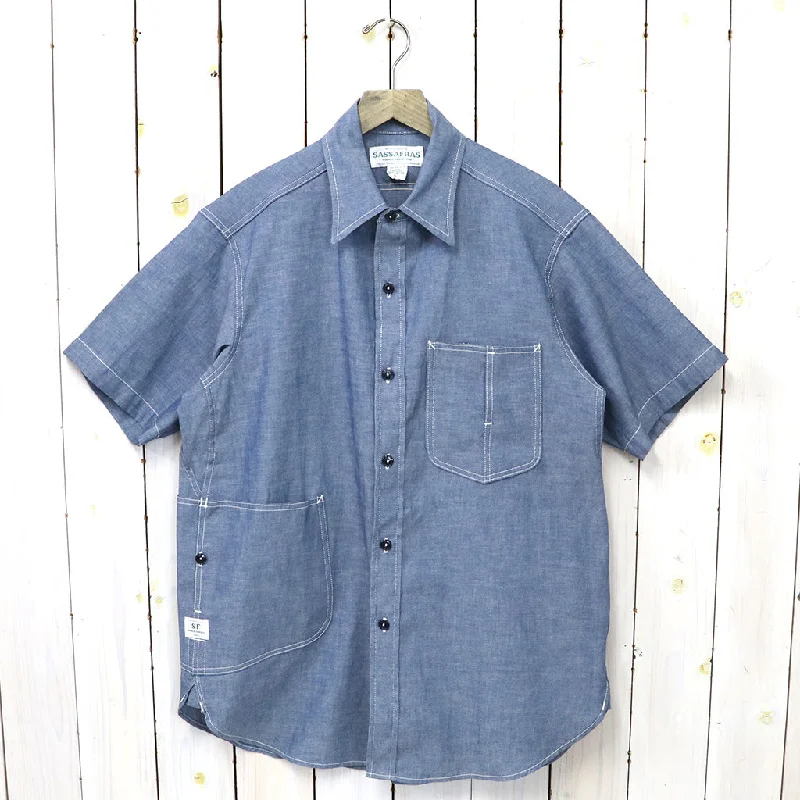 SASSAFRAS『DIGGIN SHIRT 1/2(5oz CHAMBRAY)』(BLUE) Earthy Men's Hemp