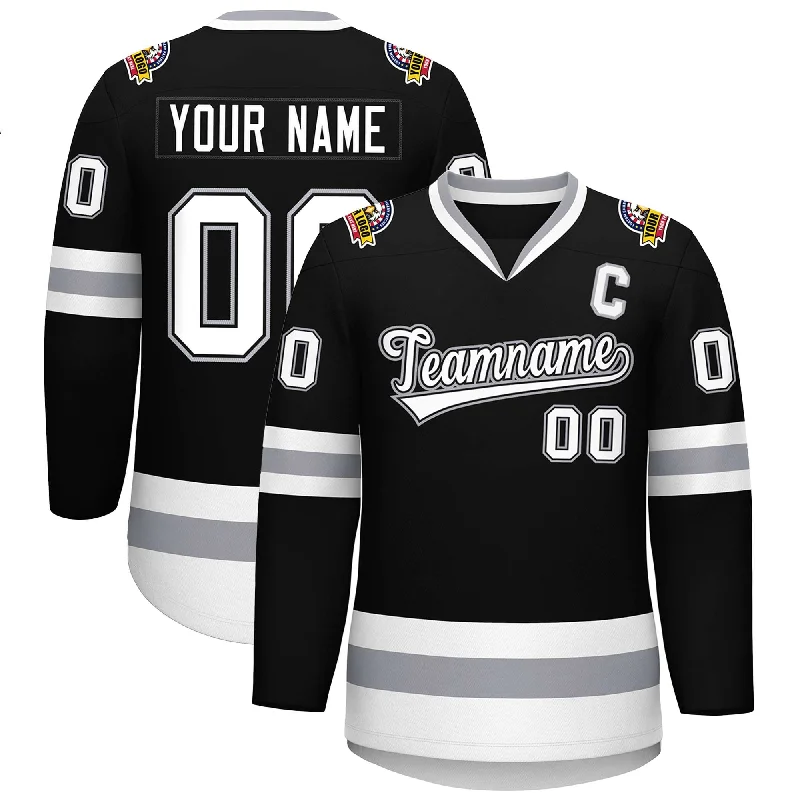 Custom Black White Black-Gray Classic Style Hockey Jersey Bohemian Men's Free