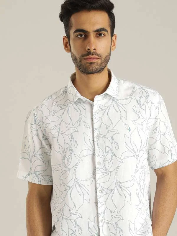 Men Printed Half Sleeve Viscose Blend Shirt Bohemian Men's Free