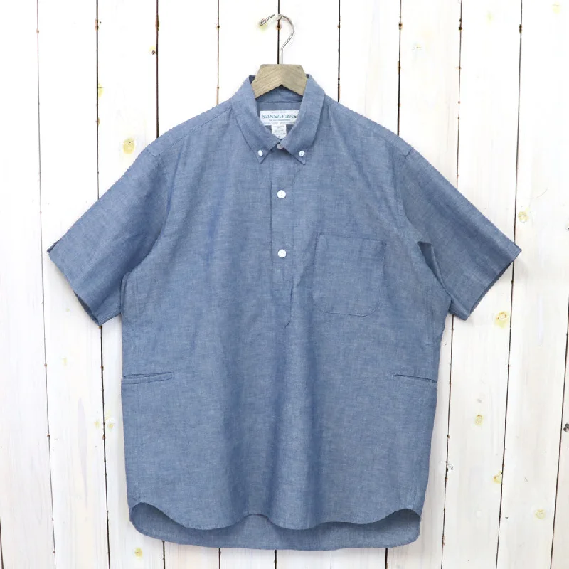 SASSAFRAS『WHEEL BARROW SHELL SHIRT 1/2(5oz CHAMBRAY)』(BLUE) Casual Men's Japanese 