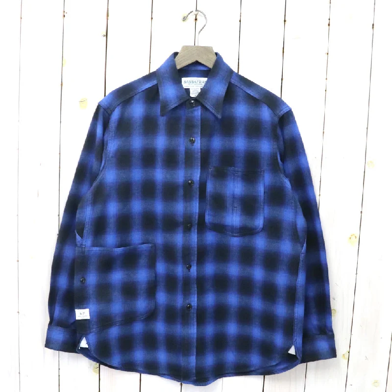 SASSAFRAS『DIGGIN SHIRT(HOMBRE CHECK)』(BLUE/BLACK) Monochromatic Office Style