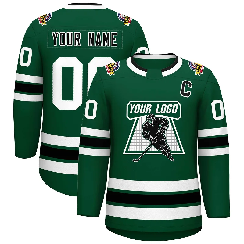 Custom Green Black-White Classic Style Hockey Jersey Modern Men's 