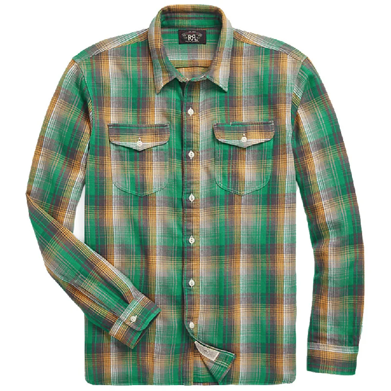 【SALE40%OFF】Double RL『PLAID TWILL WORK SHIRT』(GREEN) Lumberjack