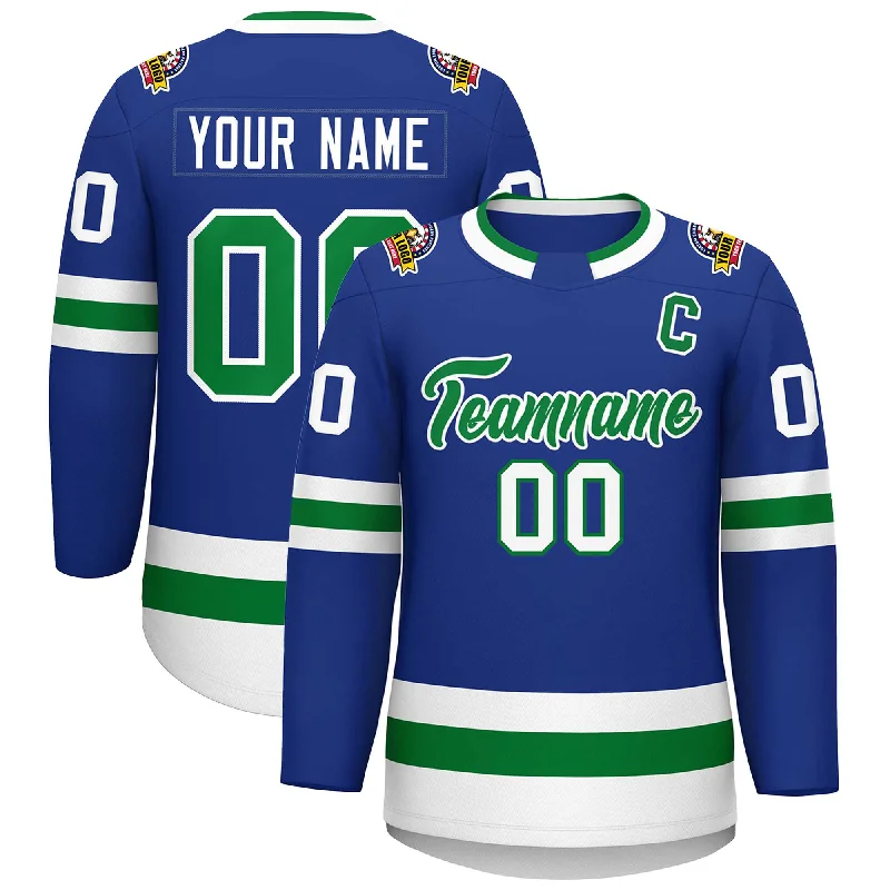 Custom Royal Kelly Green-White Classic Style Hockey Jersey Masculine Men's 