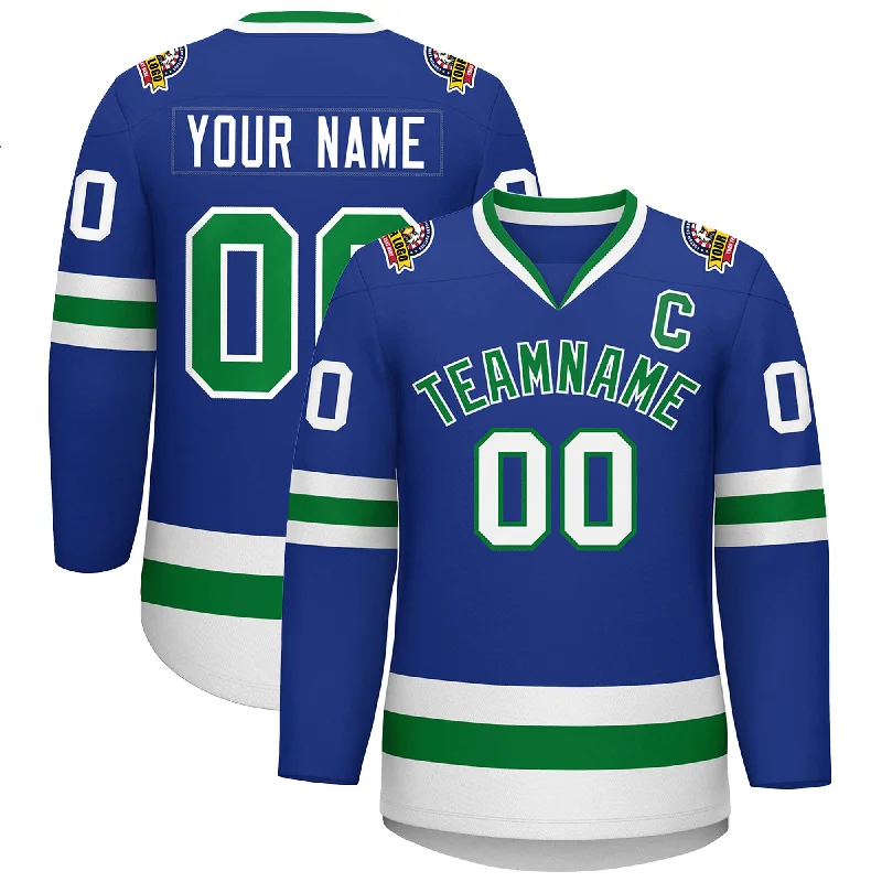 Custom Royal Kelly Green-White Classic Style Hockey Jersey Cclassic Men's Tweed