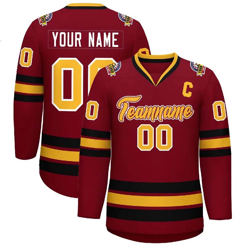 Custom Crimson Gold Crimson-White Classic Style Hockey Jersey Sleek Men's Contemporary 