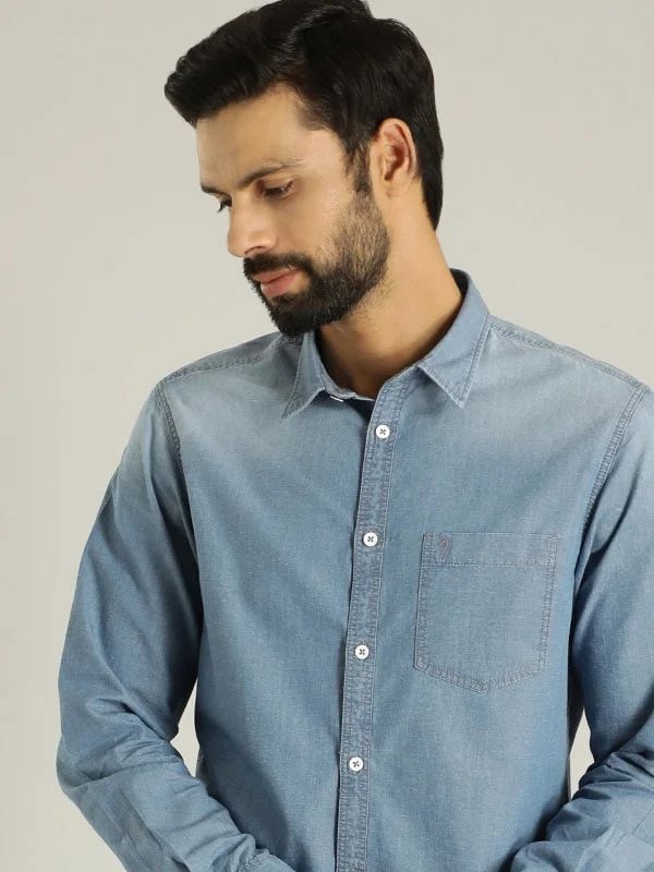 Men Solid Full Sleeve Cotton Shirt Sharp Men's Italian