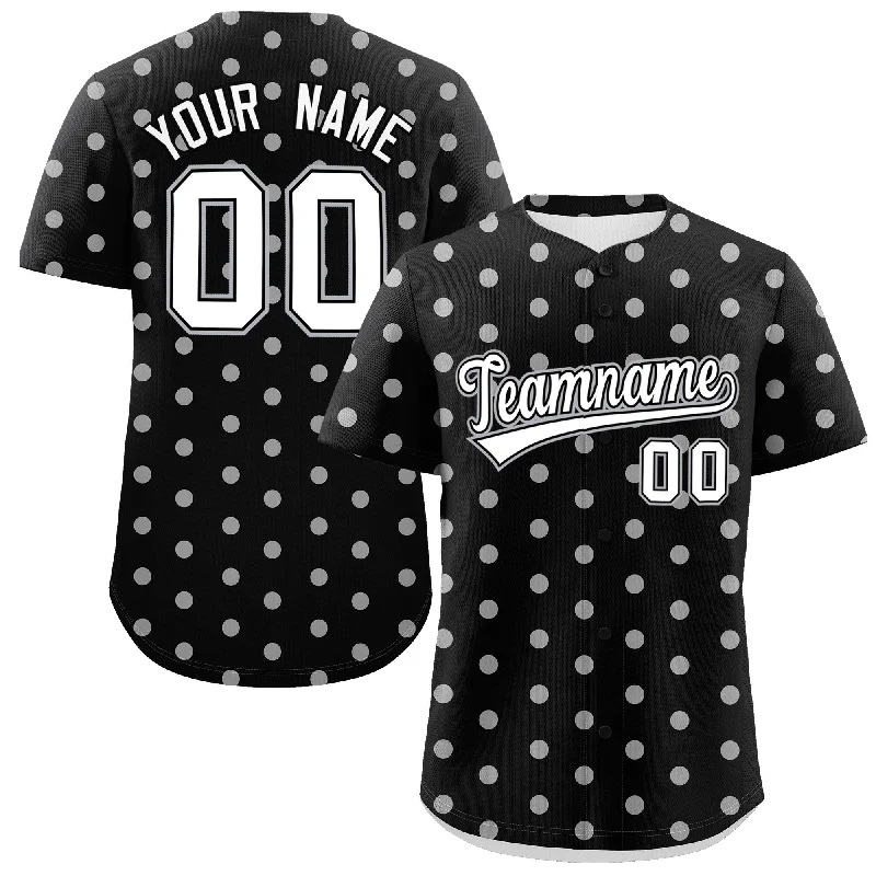 Custom Black White Personalized Polka Dot Graffiti Pattern Authentic Baseball Jersey Beach