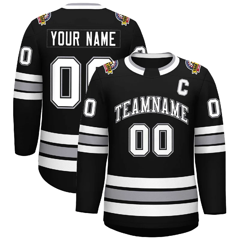 Custom Black White Black-Gray Classic Style Hockey Jersey Sporty Men's Tennis