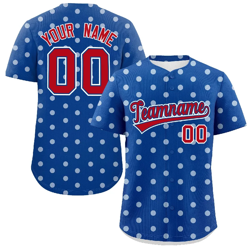 Custom Royal White Personalized Polka Dot Graffiti Pattern Authentic Baseball Jersey Trendy Men's Scandinavian